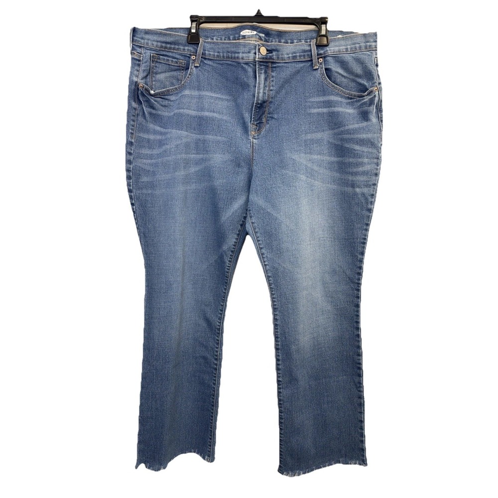 Old Navy Jeans Womens Plus Size 20 High Rise Bootcut Blue Denim 43X29 Raw Hem‎